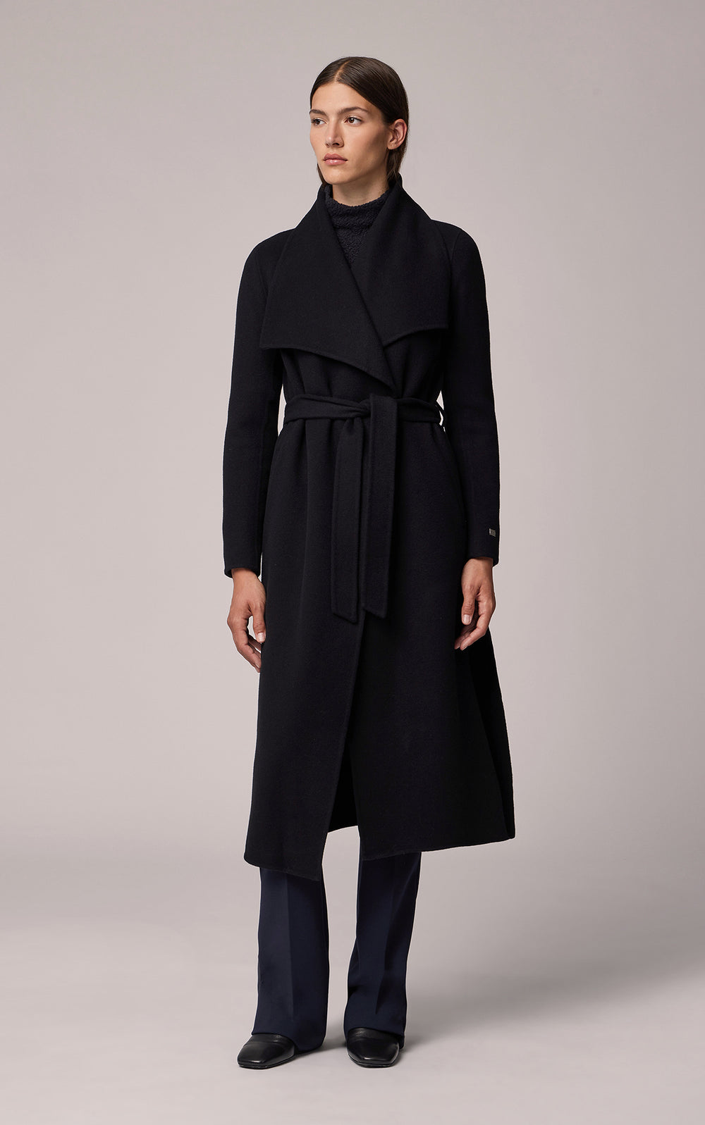 Britta, Straight-fit double face wool coat with belt | Soia & Kyo US