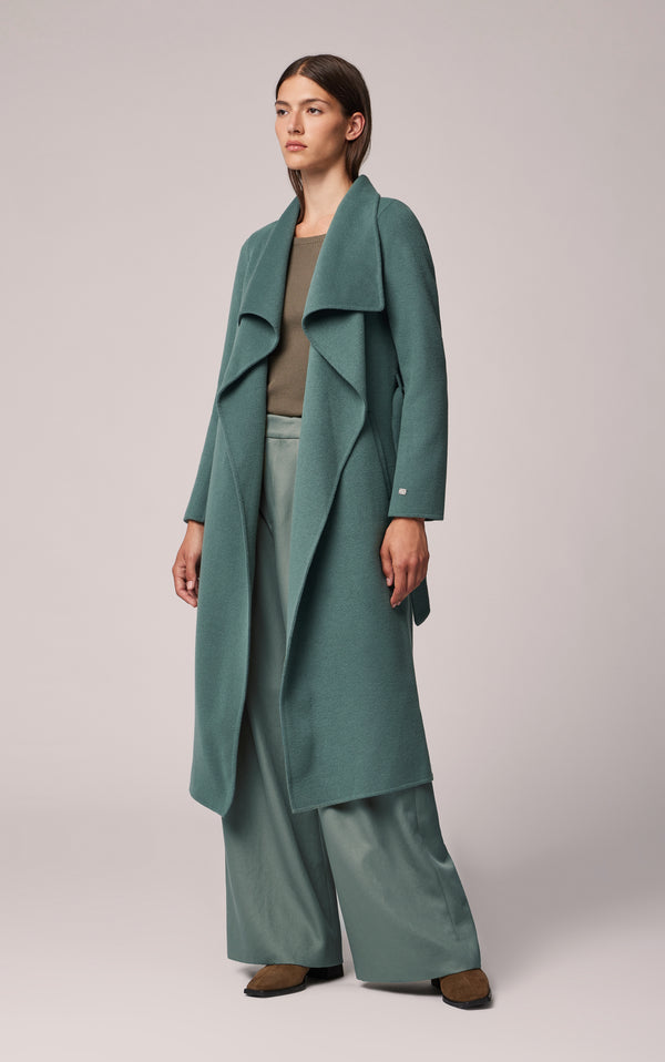 Britta, Straight-fit double face wool coat with belt | Soia & Kyo US