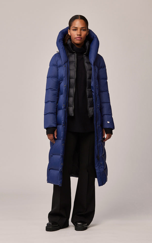 Talyse, Sustainable calf-length down coat with hood | Soia & Kyo US