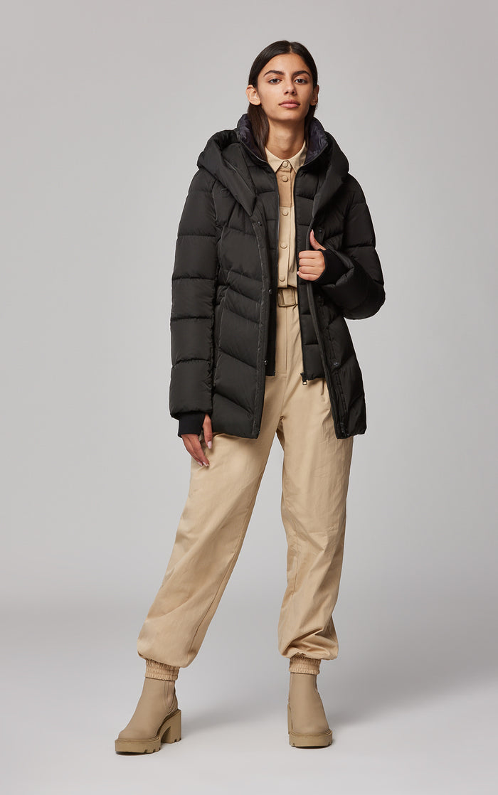 Tallia, Sustainable slim-fit radiant down jacket with hood | Soia & Kyo US
